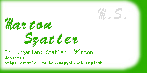 marton szatler business card